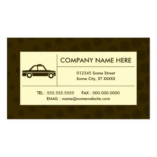 halftone taxi cab business card templates (front side)