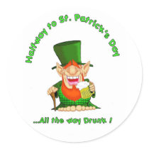 Halfway to St Patrick's Day Round Stickers