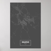 Halifax, Nova Scotia (white on black) Poster