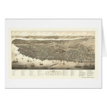 Halifax, NS, Canada Panoramic Map - 1879 Greeting Cards