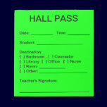 Hall Pass Pad (Neon Green) notepads