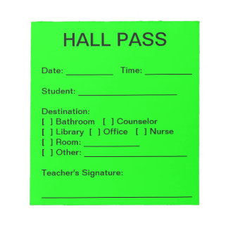 Hall Pass Pad (Neon Green) Note Pads