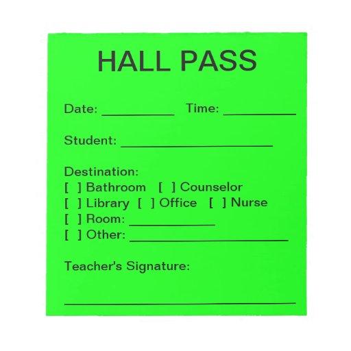 hall passes templates