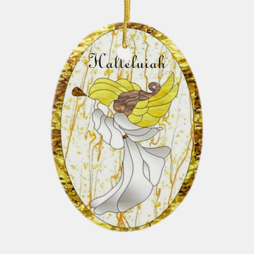 Halleluiah Angel in Stained Glass Christmas Ornament