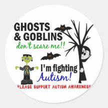 Halloween 1 Autism Round Sticker