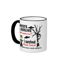 Halloween 1 Brain Tumor Survivor mugs