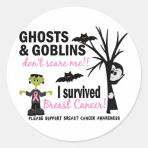 Halloween 1 Breast Cancer Survivor Round Sticker
