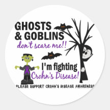 Halloween 1 Crohn's Disease Warrior Round Stickers
