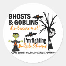 Halloween 1 Multiple Sclerosis Warrior Round Stickers