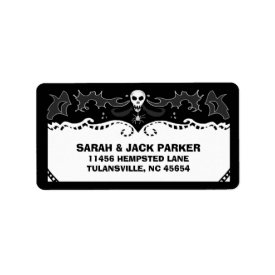 Halloween Address Label - Black & White Skull
