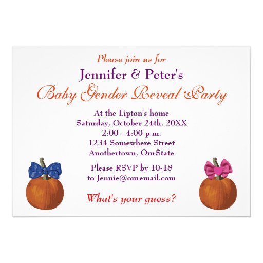 Halloween Baby Gender Reveal Invitations