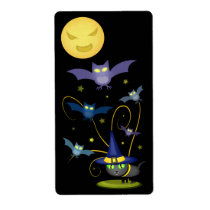 Halloween Bad Moon, Witch Cat & Bats Labels labels