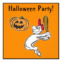 Halloween Baseball Player Invite