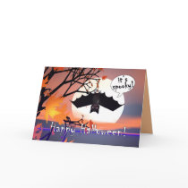 Halloween Bat in Tree cards by Peerdrops Halloween Bat in Tree cards