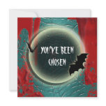 Halloween bat moon red black blue custom invitations