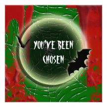 Halloween bat moon red black green custom announcement