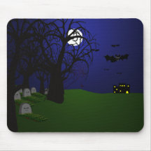 Halloween Bats and Graveyard Mousepad