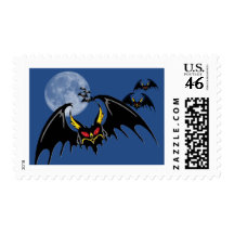 Halloween Bats Out of Hell with Full Moon Stamp