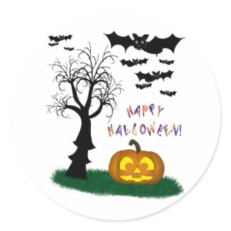 Halloween Bats Pumpkin Spooky Tree sticker