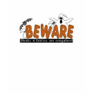 basic_fitted_ringer_tshirt_melange - Halloween Beware T-shirts, sweatshirts, bodysuits, mugs, cards, stickers, trick or treat tote bags, and other Halloween clothing and gifts with a ghost and bat design that warns to beware the ghosts and goblins that are everywhere!: Sizes  Available colors: tangerineorange