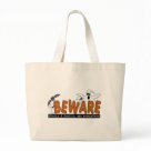 jumbotote - Halloween Beware T-shirts, sweatshirts, bodysuits, mugs, cards, stickers, trick or treat tote bags, and other Halloween clothing and gifts with a ghost and bat design that warns to beware the ghosts and goblins that are everywhere!: Sizes  Available colors: natural
