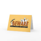  - Halloween Beware T-shirts, sweatshirts, bodysuits, mugs, cards, stickers, trick or treat tote bags, and other Halloween clothing and gifts with a ghost and bat design that warns to beware the ghosts and goblins that are everywhere!: Sizes 