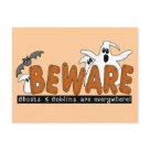  - Halloween Beware T-shirts, sweatshirts, bodysuits, mugs, cards, stickers, trick or treat tote bags, and other Halloween clothing and gifts with a ghost and bat design that warns to beware the ghosts and goblins that are everywhere!: Sizes 