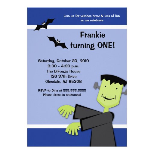 Halloween Birthday 5x7 Frankenstein Party Invite