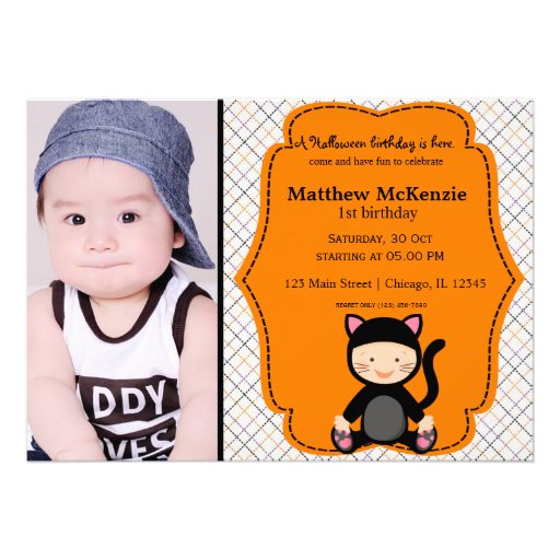 Halloween birthday costume personalized announcements