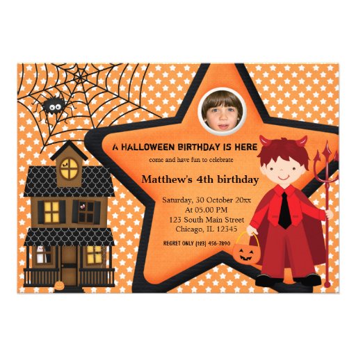 Halloween Birthday Costume (Orange) Custom Announcements