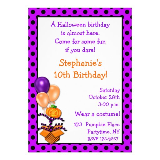 Halloween Birthday Invitation (front side)