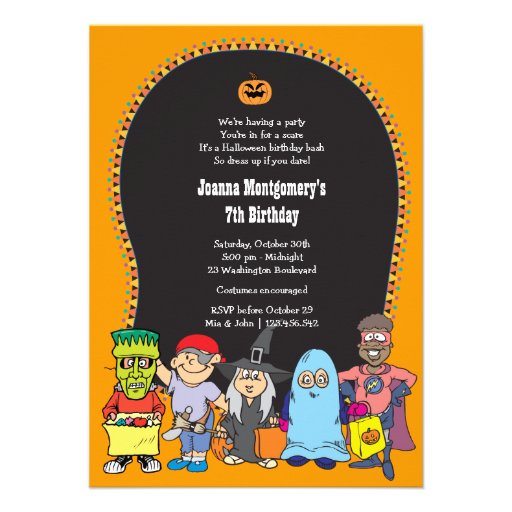 Halloween Birthday Kid's Costume Party Invitation (front side)