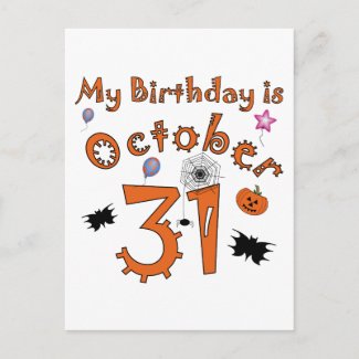 Halloween Birthday October 31st postcard