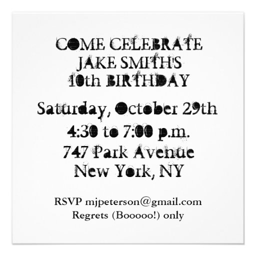 HALLOWEEN BIRTHDAY PARTY CUSTOM ANNOUNCEMENTS