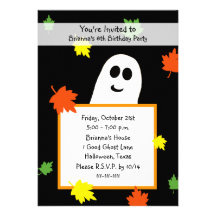 Halloween Birthday Party Invitation - Autumn Ghost