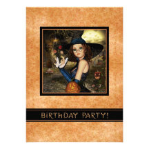 Halloween Birthday Party Invitation - Autumn Witch