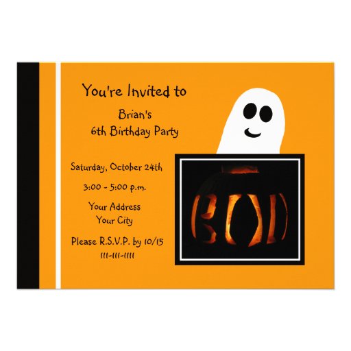 Halloween Birthday Party Invitation -- Boo