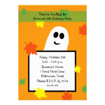 Halloween Birthday Party Invitation -- Fall Ghost