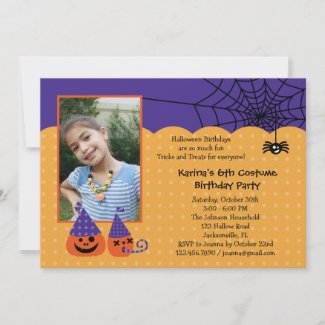 Halloween Birthday Photo Invitation invitation