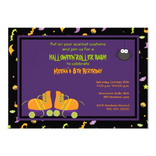 Halloween Birthday Roller Party Invitation