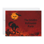 Halloween Black Cat and Bats Personalized Invitation