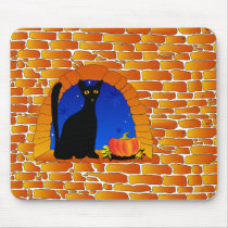Halloween black cat and pumpkin mousepads by VioDeSign Halloween black cat and pumpkin mousepads