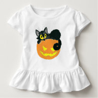 Halloween Black Cat and Pumpkin Tshirts