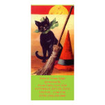 HALLOWEEN BLACK CAT BROOM HAT MOON Rack Cards