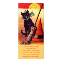 HALLOWEEN BLACK CAT BROOM HAT MOON Rack Cards