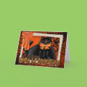 Halloween black cat greeting card by camerashyphotos Halloween black cat greeting card