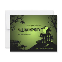 Halloween Black Cat Haunted House invitations by Ruxique Halloween Black Cat Haunted House invitations