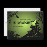 Halloween Black Cat Haunted House Custom Invitation