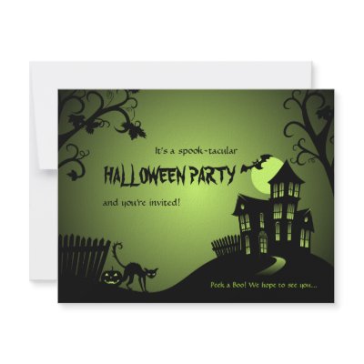Halloween Black Cat Haunted House custom invitation (10-pack)