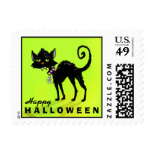 Halloween Black Cat Lime Green - Happy Halloween